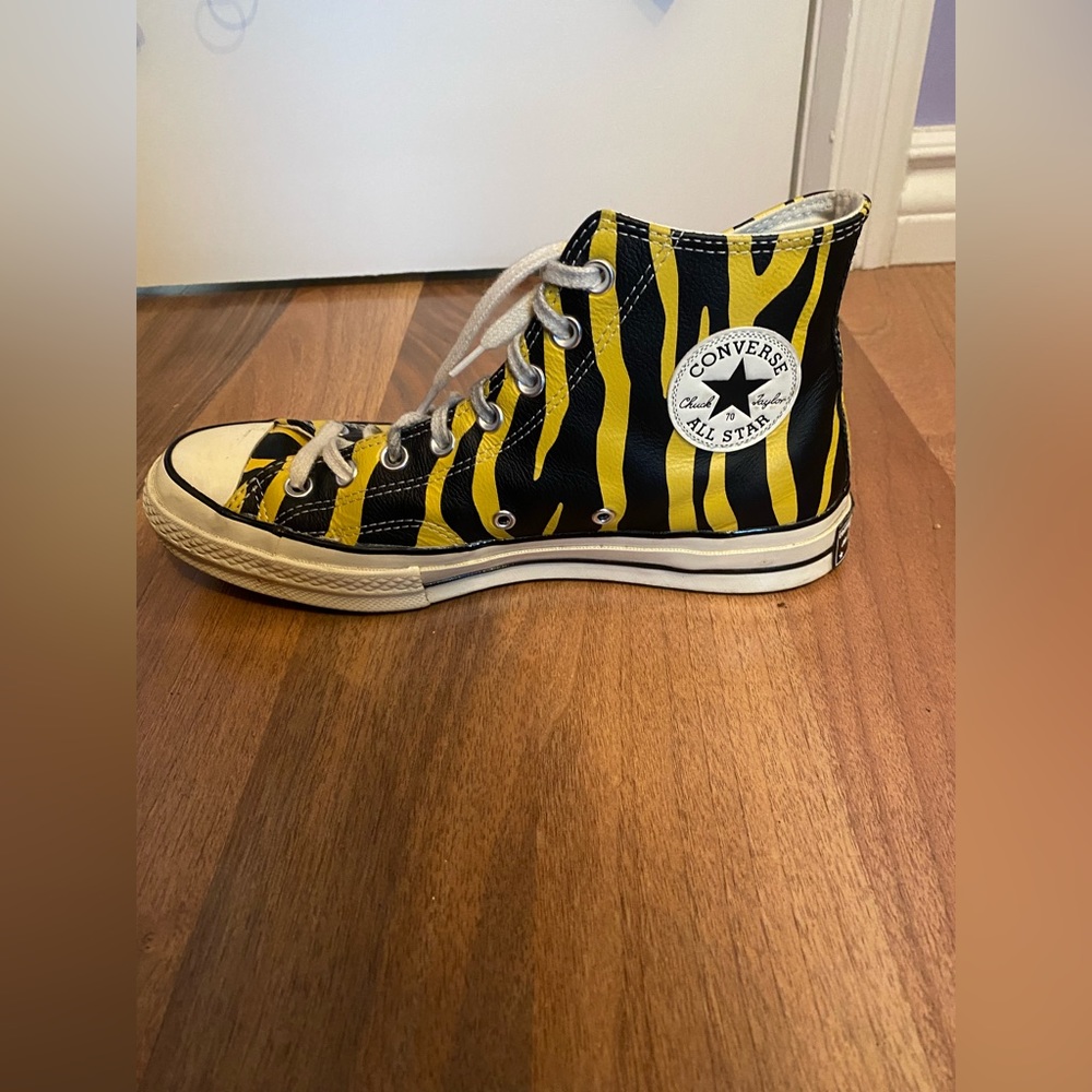 Converse leather zebra striped shoes